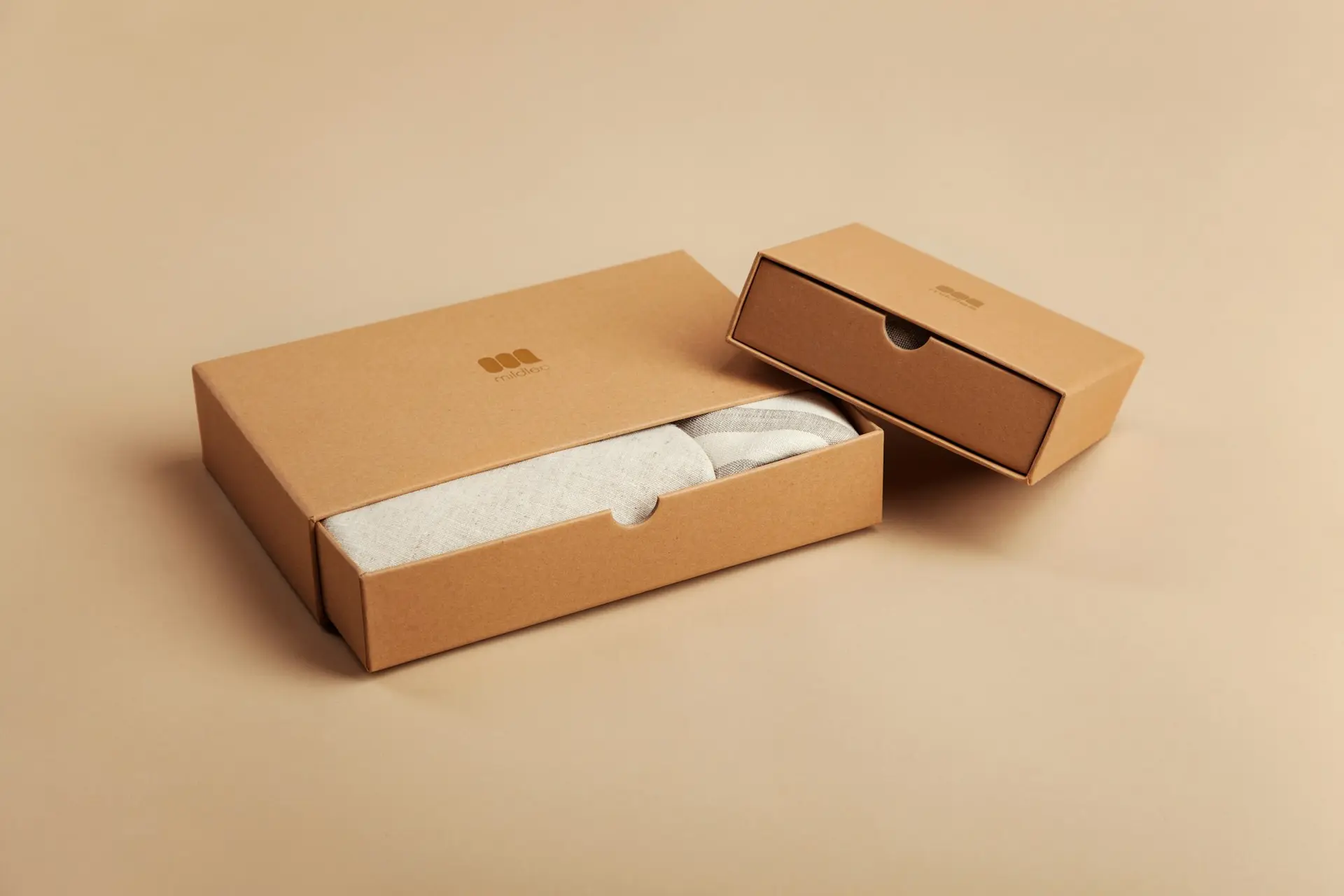 Cardboard box on a white table