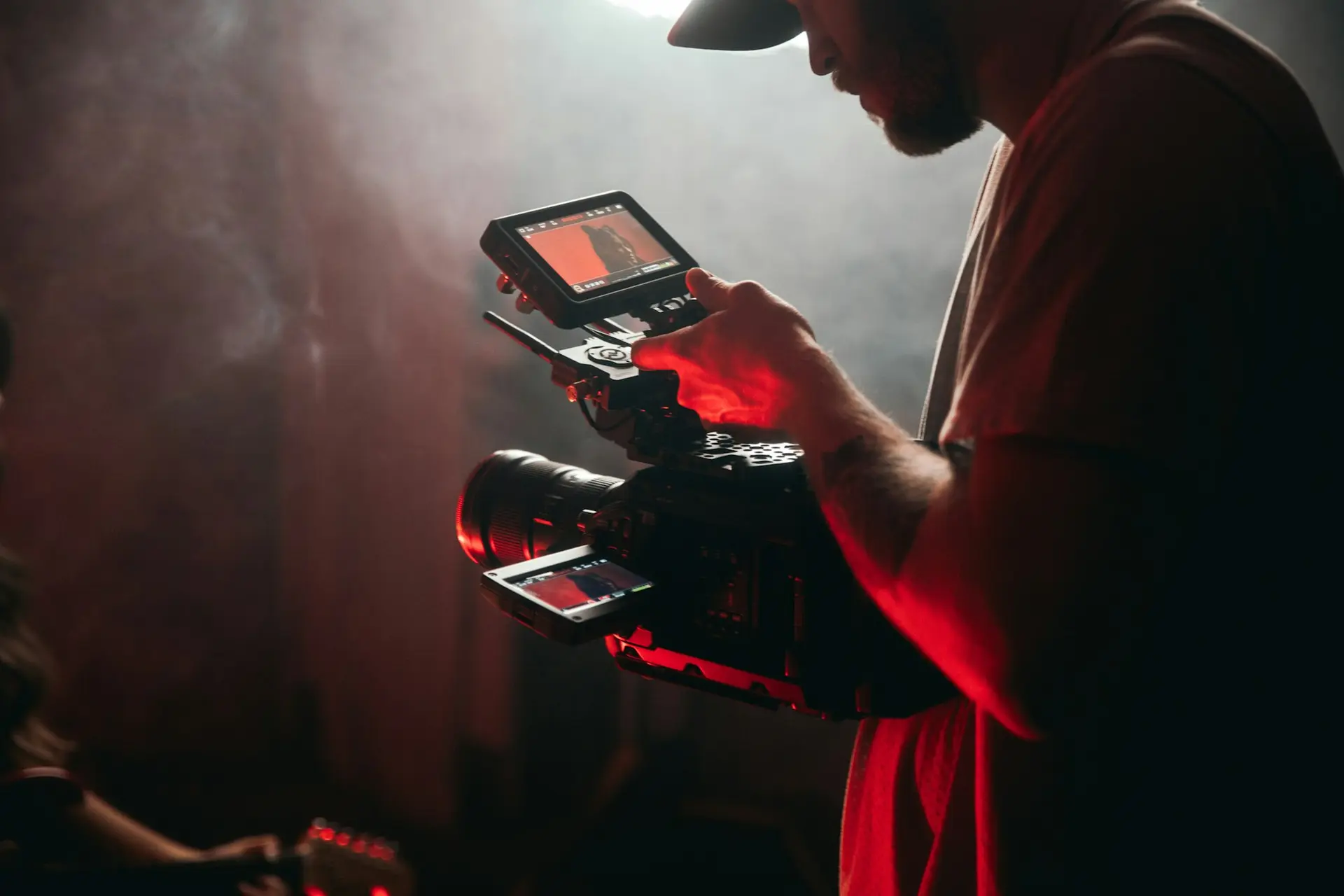 Man holding a video camera